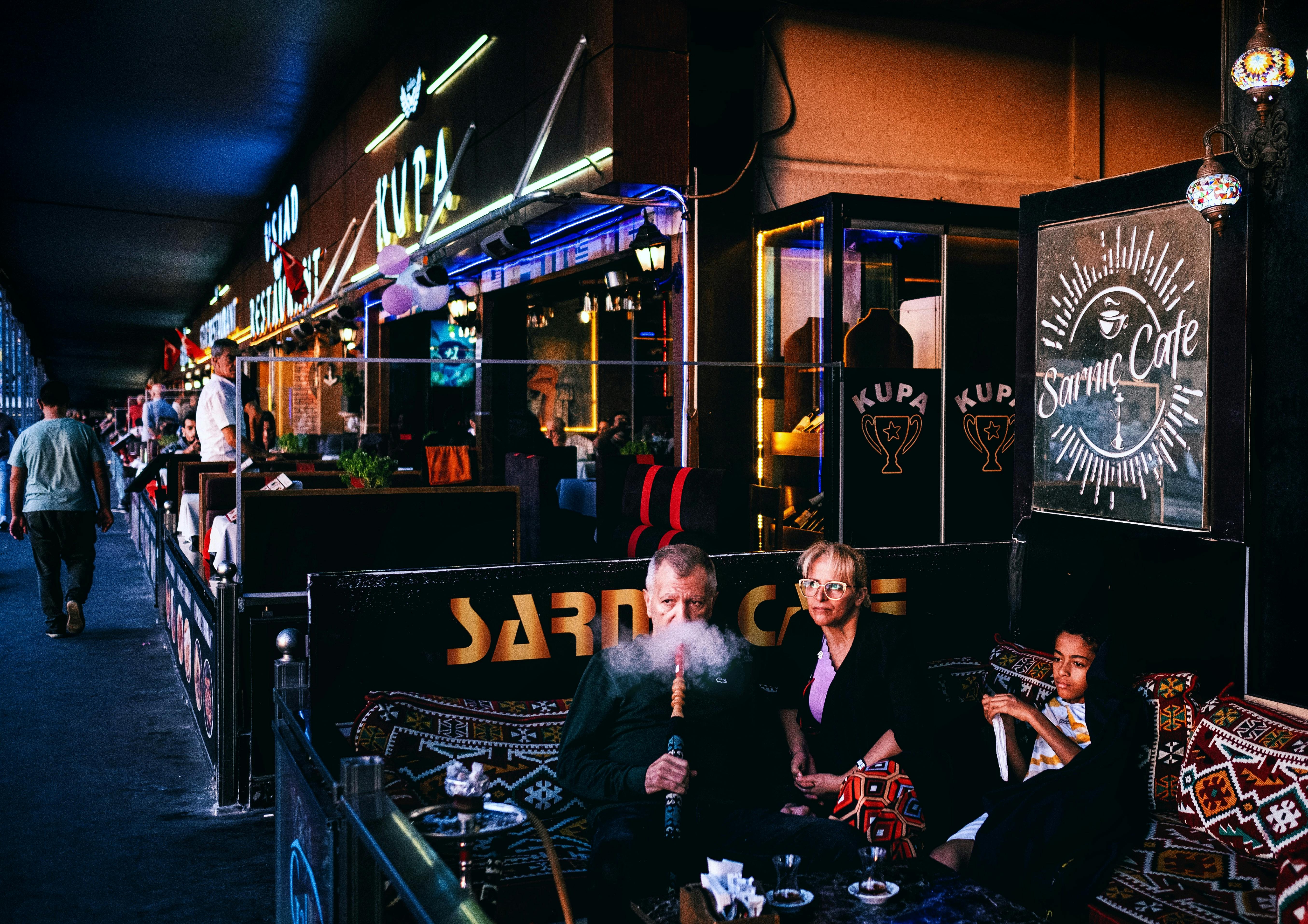 hookah bar at night in istanbul
